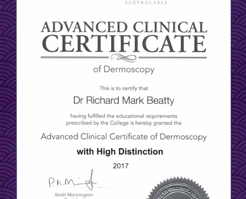 Advanced certificate dermoscopy with high distinction
