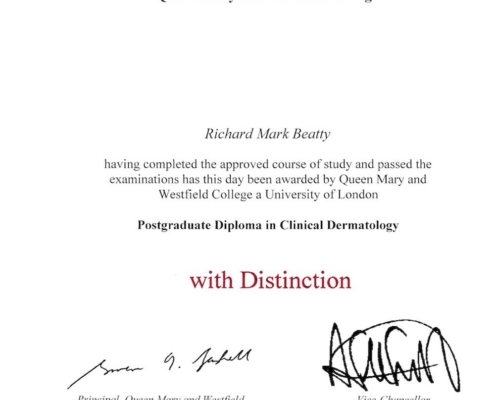 Diploma in Clinical Dermatology UCL Distinction