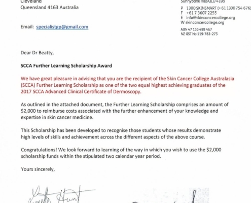 Our Doctor further learning scholarship SCCA